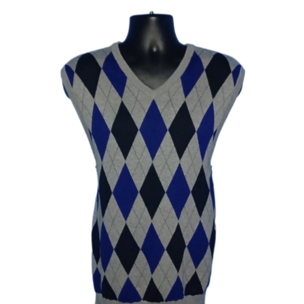 Chaps | Gray Argyle Sweater Vest - Picture 3 of 5